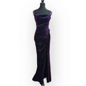 NWOT City Triangles Womens Velvet Maxi Dress Purple Size XS